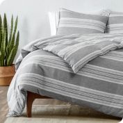 Bare Home Duvet Cover and Sham Set - Premium 1800 Ultra-Soft Brushed Microfiber - Hypoallergenic, Easy Care, Wrinkle Resistant (Stripe - Heather Charcoal, King/California King)