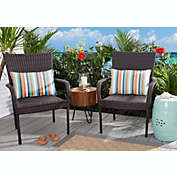Outdoor Living and Style Set of 2 Yellow, Red, Blue, and Orange Stripe Sunbrella Outdoor Pillow