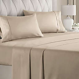 CGK Unlimited 4 Piece Microfiber Solid Sheet Set - Twin Extra Long - Beige