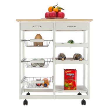 Inq Boutique Free shipping Moveable Kitchen Cart with Two Drawers & Two Wine Racks & Three. View a larger version of this product image.