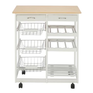 Inq Boutique Free shipping Moveable Kitchen Cart with Two Drawers & Two Wine Racks & Three. View a larger version of this product image.