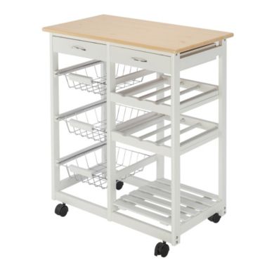 Inq Boutique Free shipping Moveable Kitchen Cart with Two Drawers & Two Wine Racks & Three. View a larger version of this product image.