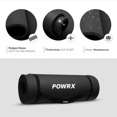 POWRX Yoga Mat Thick Exercise Mat 1/2" - 3 Widhts With Carrying Strap And Bag Non-Sl. View a larger version of this product image.