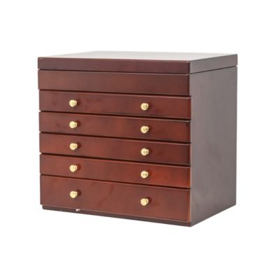 Inq Boutique Large Wooden Jewelry Necklace Ring Box Organizer Storage 6 Layers Mirror Gift. View a larger version of this product image.