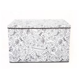 Home Outfitters Kids Coloring Lidded Large Trunk W/ Removable Divider And 4 Pack Of Washable Marker, Under Sea Print