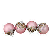 Northlight 4ct Pink Beaded and Sequined Glass Ball Christmas Ornament Set 2.75" (70mm)