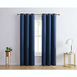 THD Lawrence 100% Blackout Grommet Curtain Panels - Midnight Navy Blue