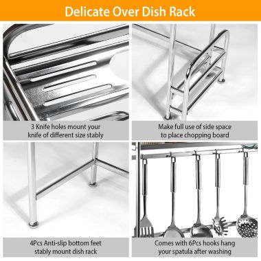 Eggracks By Global Phoenix Over Sink Dish Drying Rack Shelf Stainless Steel Kitchen Countertop Bowl. View a larger version of this product image.