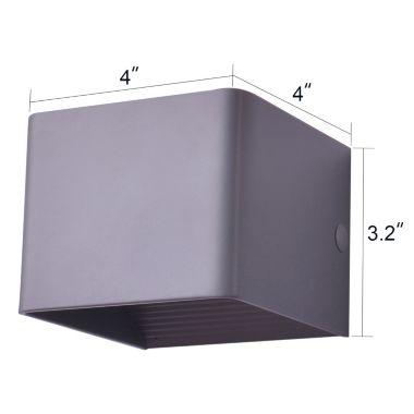 Canyon Home 4" LED Square Gray Wall Sconce Lamp 2pcs Pack. View a larger version of this product image.