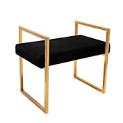 Kingston Living 25" Black and Gold Accent Bench with Handles