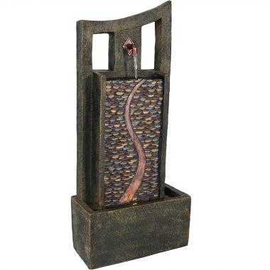 Sunnydaze 39"H Electric Polyresin and Fiberglass Modern Road Column Outdoor Water Fountain with LED Lights. View a larger version of this product image.