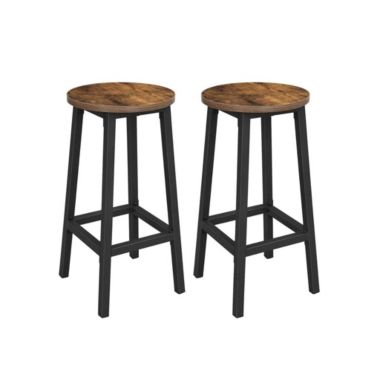 BreeBe Set of 2 Industrial Round Bar Stool Chairs. View a larger version of this product image.
