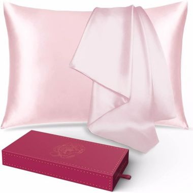 Infinity Merch Silk Pillow Covers with Hidden Zipper in Light Pink 20 x 36 Inches. View a larger version of this product image.