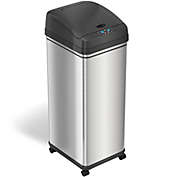 iTouchless Stainless Steel Sensor Trash Can with Wheels and AbsorbX Odor Filter 13 Gallon Silver