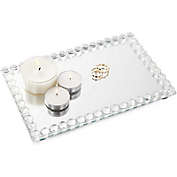 Bright Creations Mirrored Crystal Bead Serving Tray (9.4 x 5.75 x 1 Inches)