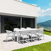 Luxury Commercial Living 9-Piece Gray Patio Dining Set with Rectangular Extendable Table 118"