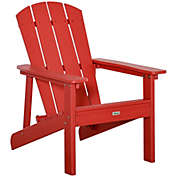 Outsunny Outdoor HDPE Adirondack Deck Chair,Plastic Lounger with High Back and Wide Seat, Red