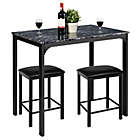 Alternate image 0 for Costway-CA 3 Piece Counter Height Dining Set Faux Marble Table-Black
