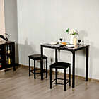 Alternate image 2 for Costway-CA 3 Piece Counter Height Dining Set Faux Marble Table-Black
