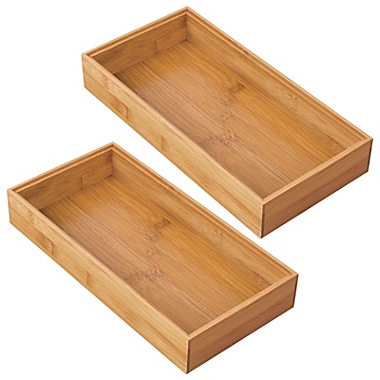 mDesign Bamboo Wood Kitchen Cabinet Drawer Organizer Tray Bins. View a larger version of this product image.