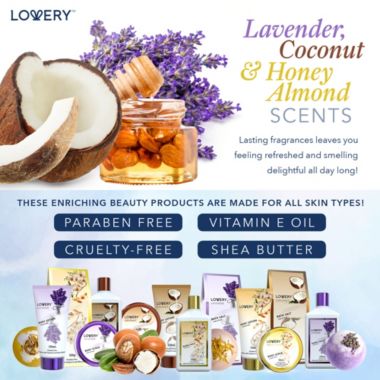 Lovery Home Spa Gift Baskets - Coconut, Lavender, Jasmine & Honey Almond Scent - 16pc. View a larger version of this product image.