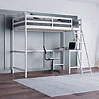 Alternate image 0 for Emma and Oliver Ridley Twin Wood Loft Bed Frame with Protective Guardrails and Integrated Desk and Ladder in White for Use with Any 6-8" Thick Mattress