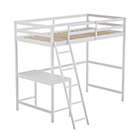 Alternate image 2 for Emma and Oliver Ridley Twin Wood Loft Bed Frame with Protective Guardrails and Integrated Desk and Ladder in White for Use with Any 6-8" Thick Mattress