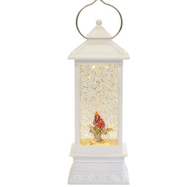 10.75 Inch Tall LED Lantern with Cardinal Swirl Decoration. View a larger version of this product image.