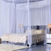 Costway Blue Printed Four-Poster Bed Canopy