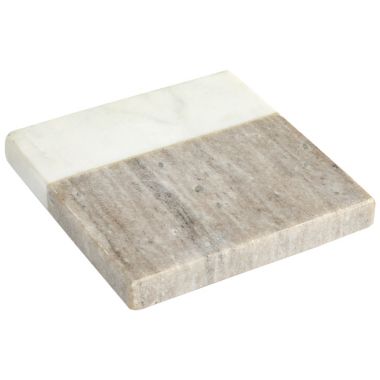 Laurie Gates Duo-Tone Four Piece Square Marble Coaster Set in Light Grey. View a larger version of this product image.