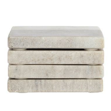Laurie Gates Duo-Tone Four Piece Square Marble Coaster Set in Light Grey. View a larger version of this product image.