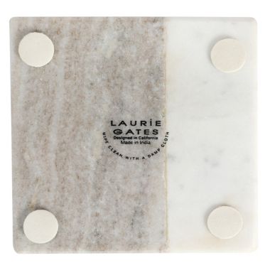Laurie Gates Duo-Tone Four Piece Square Marble Coaster Set in Light Grey. View a larger version of this product image.