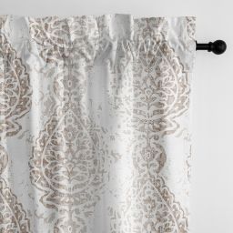 6ix Tailors Fine Linens Paisley Ecru Pole Top Drapery Panel Pair
