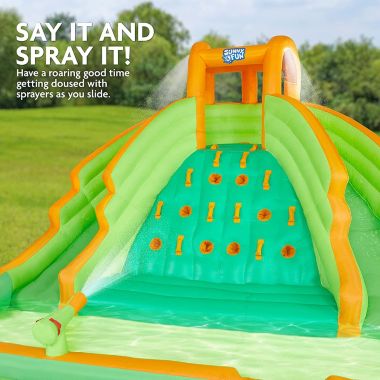 SUNNY & FUN Ultra Climber Inflatable Water Slide Park - Heavy-Duty for Outdoor Fun - Climbing Wall, Two Slides & Splash Pool - Easy to Set Up & Inflate with Included Air Pump & Carrying Case. View a larger version of this product image.