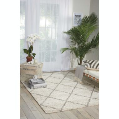 Nourison Brisbane Cream Shag Area Rug BRI03 5' x 7'. View a larger version of this product image.