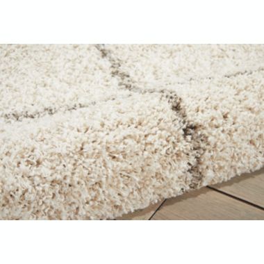 Nourison Brisbane Cream Shag Area Rug BRI03 5' x 7'. View a larger version of this product image.