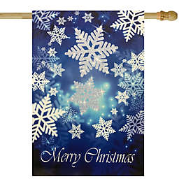 Northlight Merry Christmas and Snowflakes Blue and White Garden Flag 28