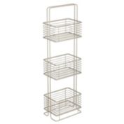 mDesign Vertical Standing Bathroom Shelving Unit Tower with 3 Baskets
