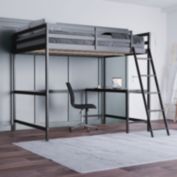Emma and Oliver Ridley Full Wood Loft Bed Frame with Protective Guardrails and Integrated Desk and Ladder in Espresso for Use with Any 6-8" Thick Mattress