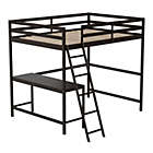 Alternate image 2 for Emma and Oliver Ridley Full Wood Loft Bed Frame with Protective Guardrails and Integrated Desk and Ladder in Espresso for Use with Any 6-8" Thick Mattress