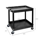 Alternate image 3 for Luxor TC11-B - Large Tub Cart - Two Shelves