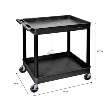 Luxor TC11-B - Large Tub Cart - Two Shelves. View a larger version of this product image.