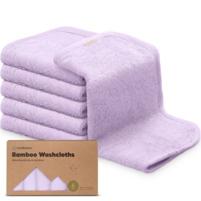 KeaBabies 6pk Baby Washcloths, High Absorbent and Soft Baby Towels and Washcloths, Baby Bath Towel (Soft Lilac)