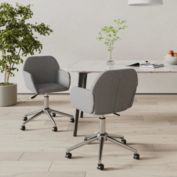 vidaXL Swivel Dining Chairs 2 pcs Light Gray Fabric