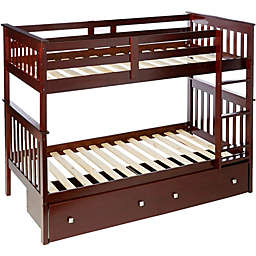 Donco  TWIN/TWIN MISSION BUNK BED w/DUAL UNDER BED DRAWERS DARK CAPPUCCINO