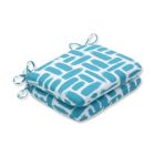 Alternate image 0 for CC Outdoor Living Set of 2 Blue and White Baja Turquoise Rounded Corners Seat Cushion 18.5"