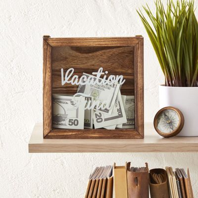 Stock Preferred Wooden Vacation Fund Box 7.1x1.8in Brown
