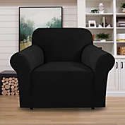 PRIMEBEAU 1 Piece Sofa Cover 1 Seater Soft Couch Cover(Armchair 32"-48", Black)