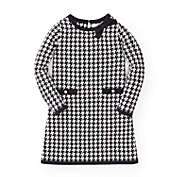 Hope & Henry Girls&#39; Bow Detail Sweater Dress (Black and White, 2T)