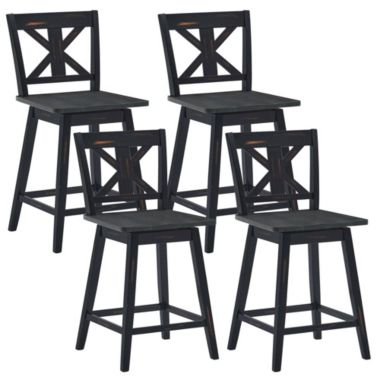 Gymax 4PCS Swivel Bar Stools w/ Footrest Counter Height Chairs for Home. View a larger version of this product image.